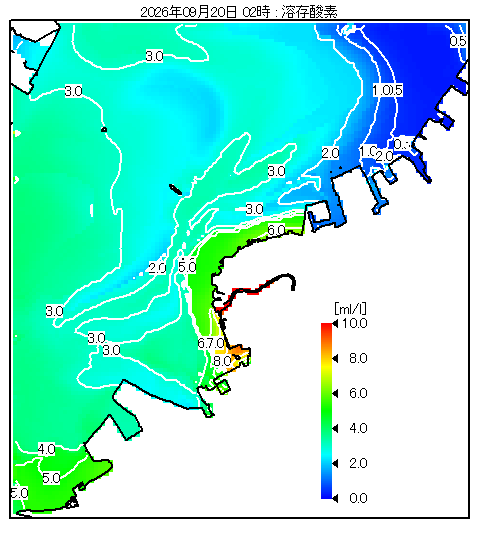 東京湾中央部 溶存酸素分布図