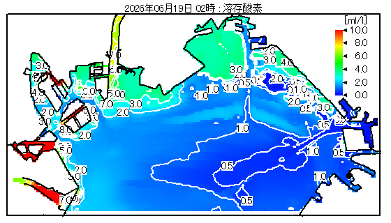 東京湾奥部 溶存酸素分布図