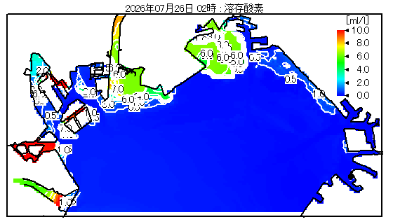 東京湾奥部 溶存酸素分布図