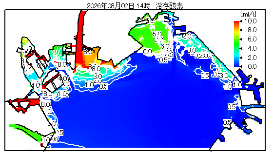 東京湾奥部 溶存酸素分布図
