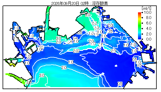 東京湾奥部 溶存酸素分布図