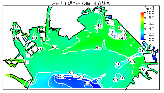 東京湾奥部 溶存酸素分布図